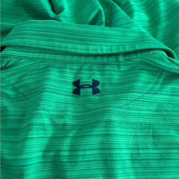 Under Armour Teal Striped Polo Heat Performance Shirt - Picture 11 of 11